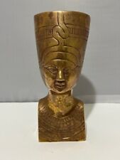 Vintage Brass Egyptian Queen Nefertiti Pharaoh bust head sculpture 5.5