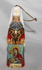 Vtg Russian Orthodox Priest Hand Carved Wooded Painted Figurine Ornament Signed picture
