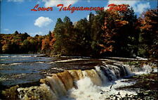 Michigan Lower Tahquamenon Falls autumn ~ 1964 vintage postcard  sku079 picture