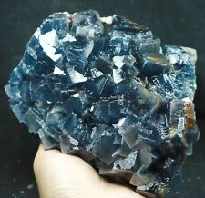 3.37lb New Find NATURA Rare Vivid Blue Cube FLUORITE Mineral Specimen/China picture