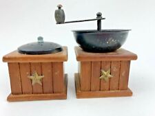 Vintage Enesco Wood Metal Grinder Salt and Pepper Shakers  picture
