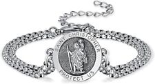 S925 Sterling Silver St-Michael St Christopher Virgin Mary Bracelet for Men Wome picture