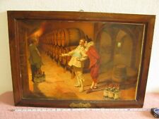 Antique Courvoisier Cognac Cellars Advertising Sign Orig Frame LItho on Board  picture