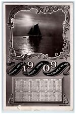 1909 Sailboat View Calendar Chicago Illinois IL Posted Antique Postcard picture