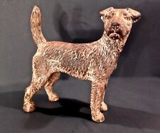 Vintage Antique Wire Hair Fox Terrier Airedale Cast Iron. Doorstop Hubley? picture