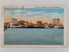 Postcard Skyline of Norfolk Virginia From Portsmouth c1930 picture