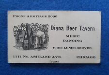 c. 1940 Business Card Diana Beer Tavern Joke Just Married Ashland Ave Chicago picture