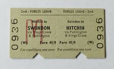 BRB Railway Ticket 0936 Swindon to Hitchin 2nd Forces Leave  picture
