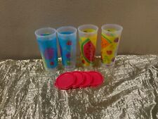 New Set of 4 Beautiful Tupperware 16oz Tumblers in Hawaii Fruits Colorful Theme picture
