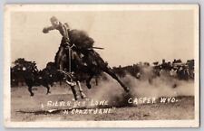 Silver Bob Lowe on Crazy Jane Casper WY Rodeo RPPC Photo Postcard Autographed picture