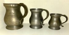 Antique Set of Three English Pewter Measures Yates & Birch C1820-1840 picture