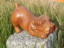 Hand Carved Wooden Bulldog ~ Suar Wood Bulldog Sculpture from Bal ~ 13 cm ~ picture