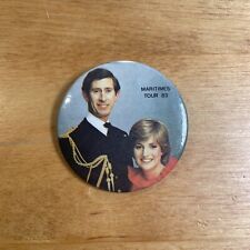 Vintage 1983 Prince Charles & Princess Lady Diana Maritimes Canada Tour Pinback picture