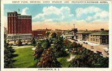 Providence Rhode Island Depot Park Union Station Biltmore Hotel Vintage Postcard picture
