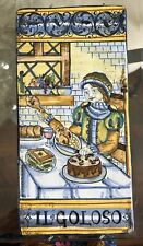 VINTAGE ITALIAN CERAMIC HAND PAINTED TILE OF A WOMAN IN A KITCHEN BY CASTTELLI picture