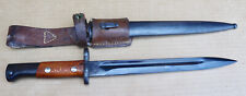 Vintage Military Knife Wood Handle w/ Scabbard 14.5