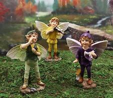 Ebros Set of 3 Fairy Garden Boy Fairies in Morning Violin Serenade Figurines 4