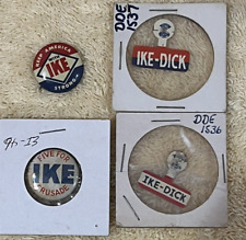 LOT of 4 1952 Keep America Strong Five for Ike Crusade Pin Campaign Button Lapel picture