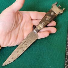 Old Vintage Antique Unusual European Fixed Blade Hunting Knife Engraved picture