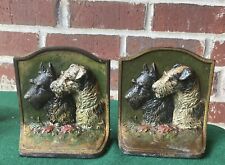 antique Hubley bookends, Terriers, c. 1925, #280, painted cast iron picture