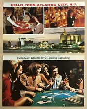 Postcards x2  Greetings From Atlantic City NJ Gambling Casino Skyline Night picture