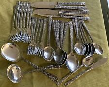 Outstanding Vintage SET (40 Pcs.) Stainless Flatware Embossed ROSE Pattern picture