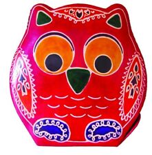 MULTICOLOR LEATHER OWL COIN BANK W/SNAP CLOSURE 5