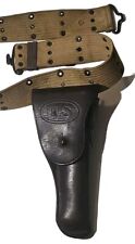 Vintage WWII U.S. Military Pistol Holster & Belt - 1917 W.E.H. Warren Leather  picture