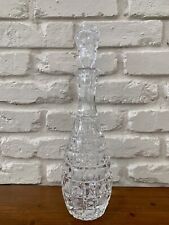 Cut Crystal Glass Heavy Wine Decanter Bottle W/Stopper Ornate 15” H picture