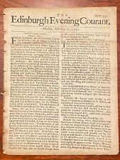 1743 Newspaper Edinburgh Evening Courant 9 3/4 inch  1743 picture