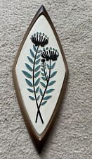 Vintage Mid Century Syroco Turquoise Botanical Wall Hanging Diamond Plaque picture