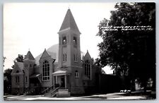 Hampton Iowa~First Congregational Church~Pastor @ Door~1950s RPPC picture