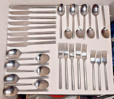 HANFORD FORGE HF LTD STAINLESS STEEL FLATWARE 6-SIDED HANDLE, 31pc USED picture