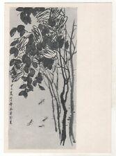 1958 China Chinese Lemon and grasshoppe ART Qi Bai-shek Russian Postcard Old 牡丹花 picture