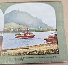 Dragon's Rock German Boats Stereoview c1905 Drachenfels Germany Castle #840 picture