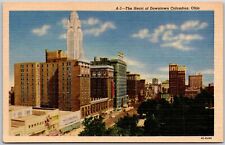 Columbus Ohio OH, The Heart of Downtown, Buildings, Highway, Vintage Postcard picture