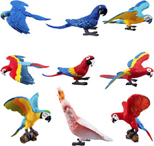9-Piece Realistic Parrot Figurines Set, 2-4