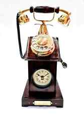 Beautiful Wooden Clock & Vintage Antique Victorian Telephone Brass Rotary Dial  picture