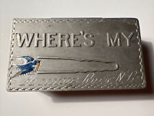 Vintage BLOWING ROCK North Carolina Aluminum Hairpin Box Souvenir w Bluebird picture