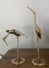 Vintage Pair of Solid Brass Cranes Herons Birds picture