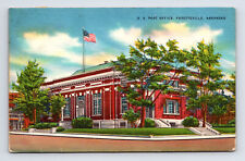 c1955 Linen Postcard Fayetteville AR Arkansas US Post Office Building picture