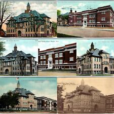 x7 LOT c1910s Waterloo, IA East Side High School Postcards Old New Building A64 picture