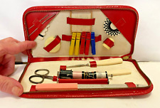 Vtg. Noymer Austria Sewing Kit  Thread/Sewing/Scissors & Needles Leather Read picture