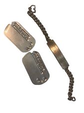 WW2 Sterling Silver Sweetheart ID Bracelet Named w/Dog Tags Lot By LAMPL 1943/44 picture