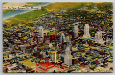 Vintage Postcard MO Kansas City Business District Aerial View Linen ~8702 picture