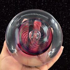 DKL Studio Art Glass Large Heavy Paperweight Faceted Glass Multicolor Swirl 2001 picture