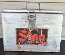 Vtg Antique Stag Beer Metal Cooler Ice Chest Party Box Handle Clasp Original picture