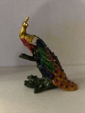Colorful Bejeweled Peacock on a Limb 4 inches - beautiful picture