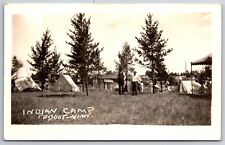 Pequot MN Indian Camp~Pup Tents & Bigger Ones~Outhouse~Tepee? c1928 RPPC PC picture
