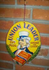 Vintage Union Leader Cut Plug Tobacco Uncle Sam 2 Sided Hanging Ceiling Fan Sign picture